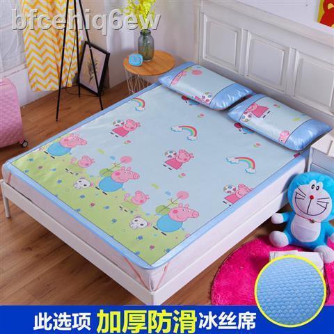 đệm đơn Gối & Nệm✲﹍băng hoạt hình Doraemon Bộ 3 tấm chiếu lụa 1.5m 1.8m giường mùa hè trẻ em giặt và gấp 0.8m