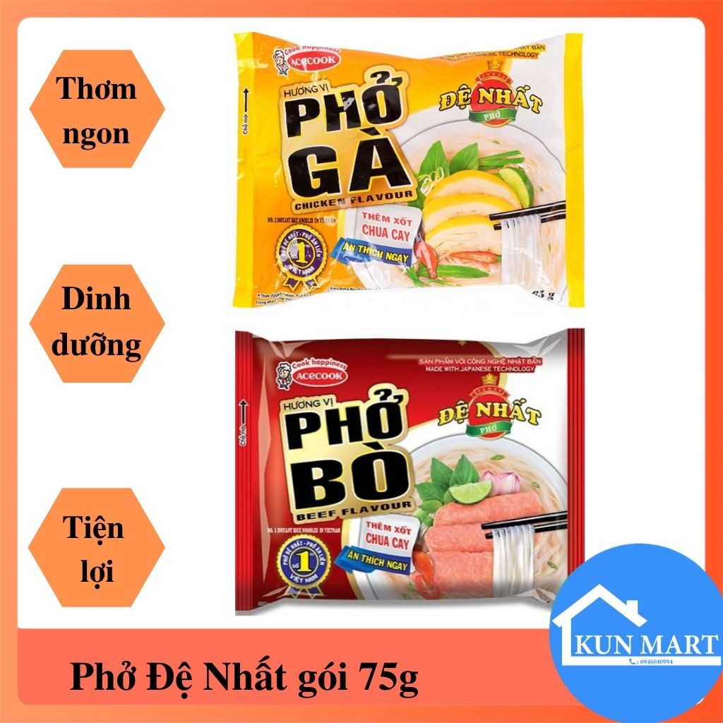 Phở Bò/ Gà Đệ Nhất ACECOOK Thơm Ngon Gói 65g