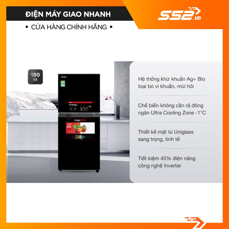 Tủ Lạnh Toshiba Inverter 180 Lít GR-B22VU UKG - Bảo Hành Chính Hãng