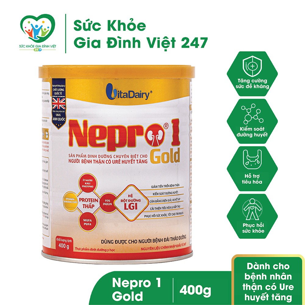 Sữa Nepro 1 gold 400g - Dành cho người bệnh thận có URE huyết tăng | BigBuy360 - bigbuy360.vn