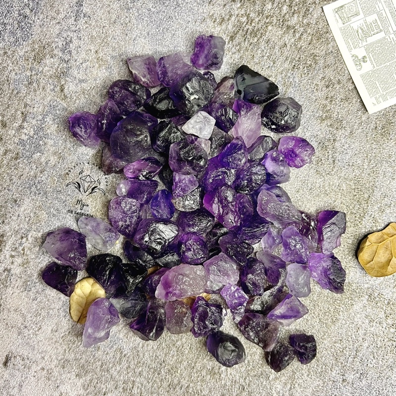 Đá thô Fluorite tím đậm sưu tầm, làm handmade, reiki, thanh tẩy, thiền định
