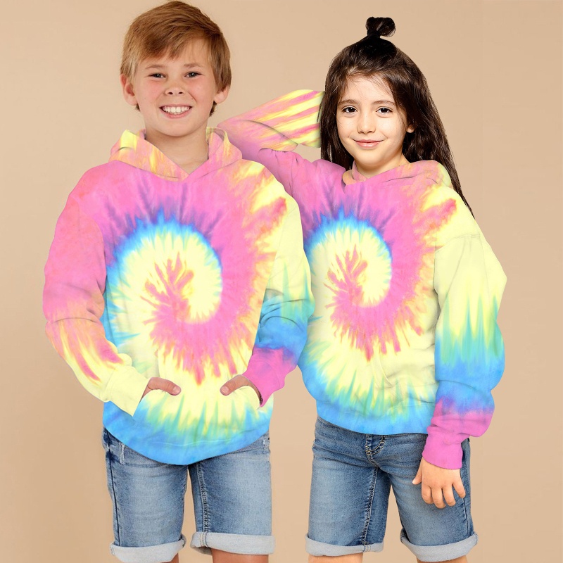 Áo Hoodie Nhuộm Màu Nhuộm Loang Tay Dài Dáng Rộng Thời Trang Xuân Thu Cho Bé