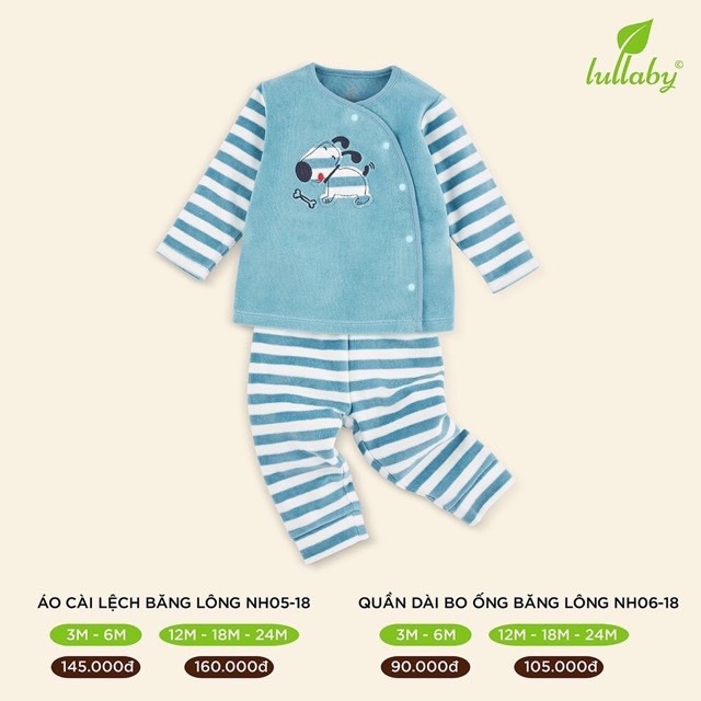 Bộ cài lệch băng lông Lullaby hàng xả sale(hết ghi 6-12m)