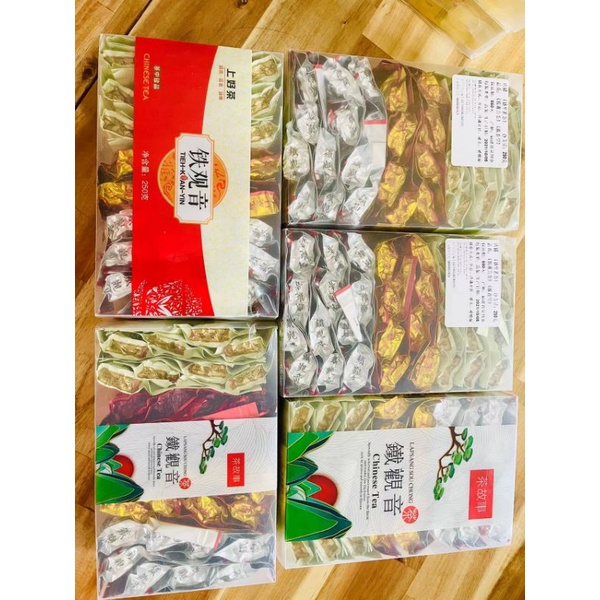 Trà thiết quan âm an khê hộp250gr mix 3 loại gồm 32 gói nhỏ