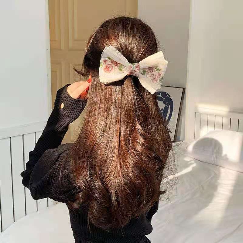 Kẹp Tóc Nơ Ren Hoa Thời Trang Hàn Quốc Cho Nữ