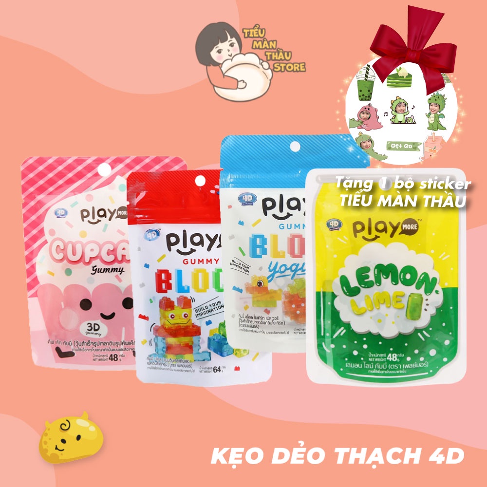 Kẹo dẻo thạch 4D Play More Thái Lan, kẹo dẻo chip chip xếp hình nhiều vị - Tiểu Màn Thầu Store