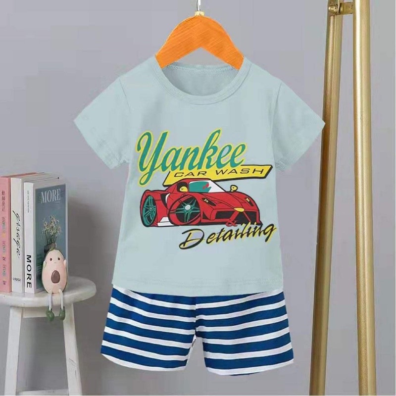 (15-25kg) Đồ bộ bé trai quảng châu xuất hàn - Bộ cotton cộc tay xuất hàn cho bé trai từ  (3-5 tuổi)