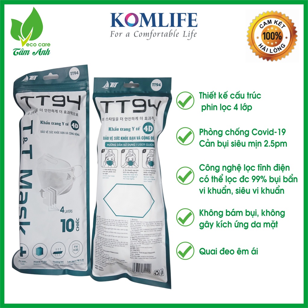 Hộp 10 chiếc Khẩu Trang 4D MASK KF94 công nghệ dập Hàn Quốc, hàng chính hãng