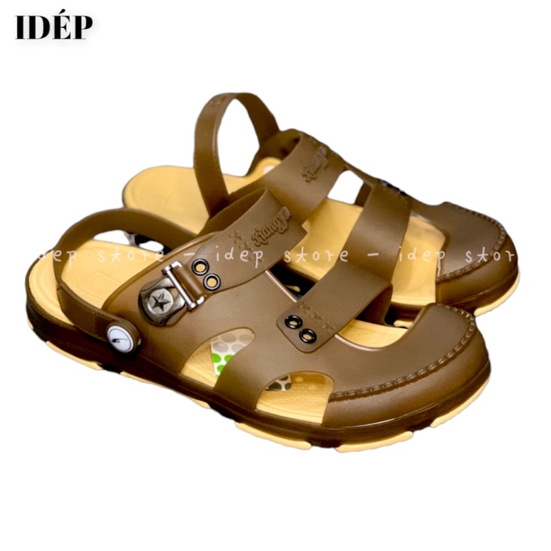 𝐢𝐃É𝐏- 𝐆𝐋𝟎𝟐𝟎 Giày sục nhựa dẻo đi mưa - Giày sandal bít mũi Nam Nữ 3 quai lỗ thoáng khí siêu nhẹ đi biển mùa hè