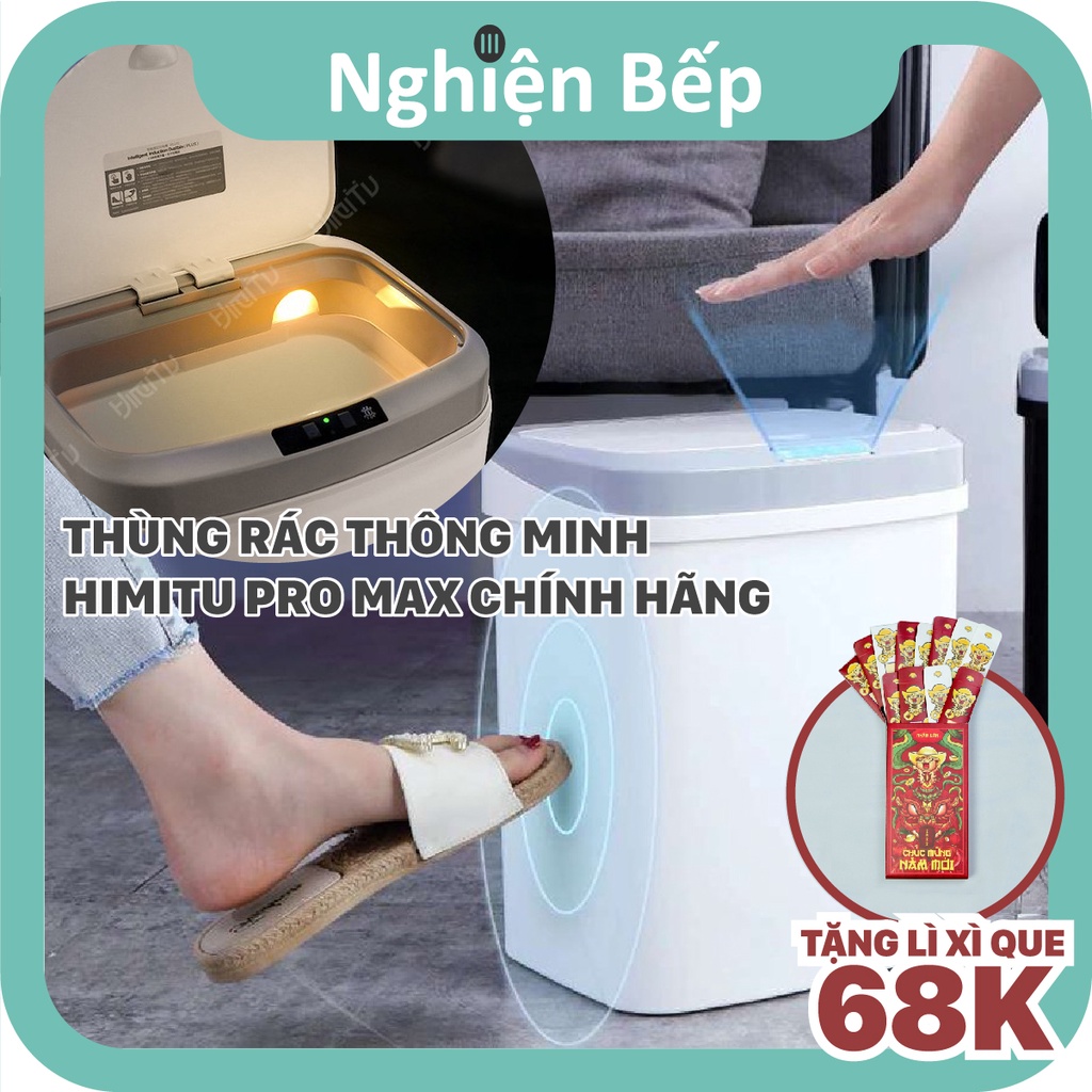 Thùng rác THÔNG MINH Himitu CHÍNH HÃNG Pro Max Plus đá chân tự động mở đóng nắp cực nhạy HIỆN ĐẠI NHẤT 2022 sọt rác