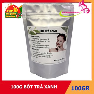 100g bột trà xanh đắp mặt nguyên chất - mỹ phẩm Handmade
