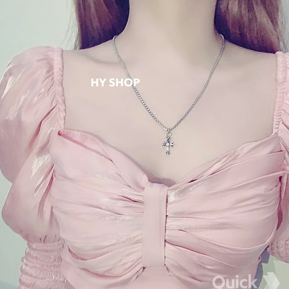 Dây chuyền titan thánh giá đính kim không gỉ nam nữ cá tính unisex bts