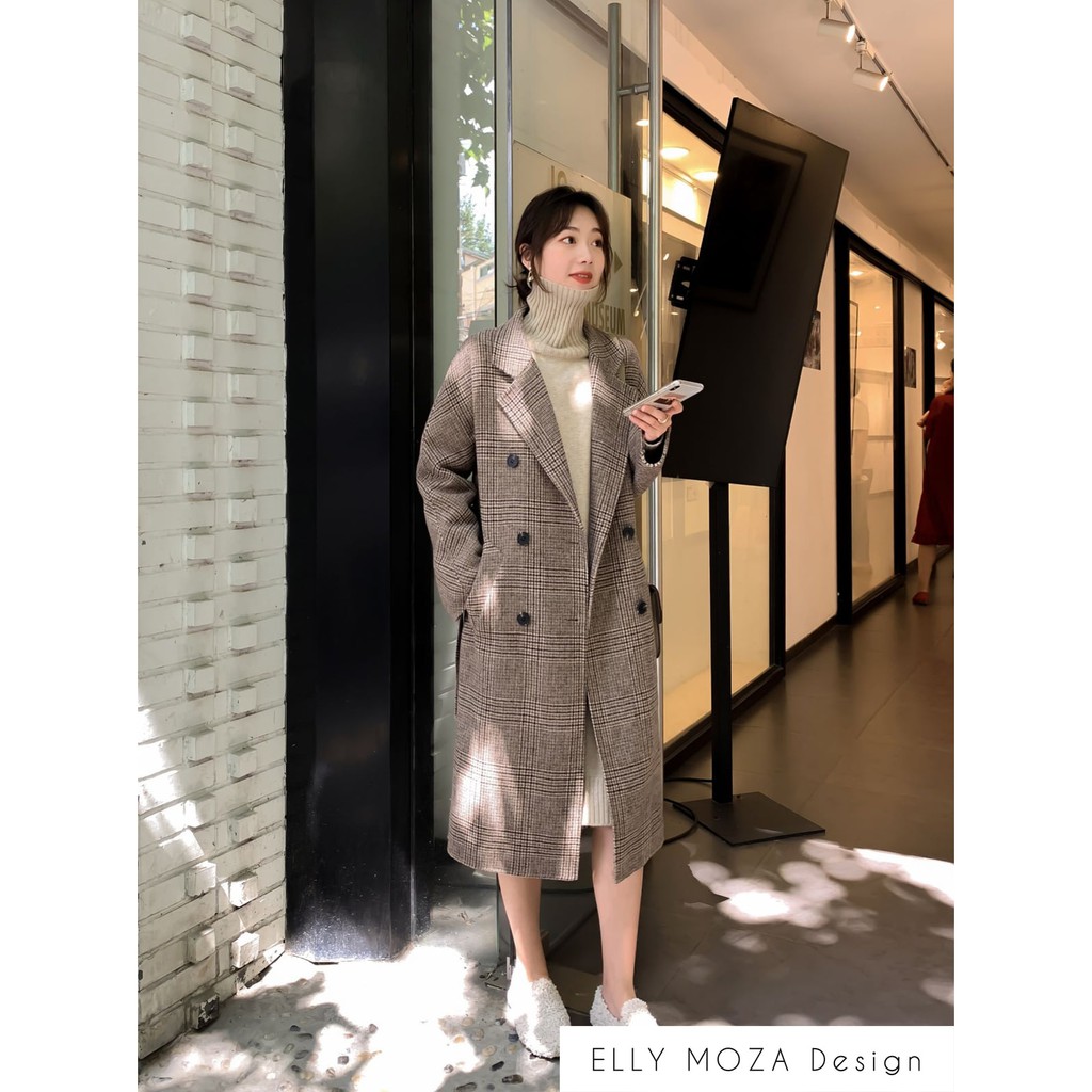 Áo dạ kẻ caro dáng dài cao cấp hàn quốc | BigBuy360 - bigbuy360.vn