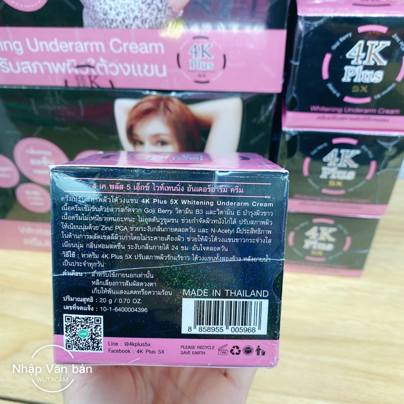 01 Hũ Kem 4K Giảm Thâm Vùng Nách 20gr Thái Lan Chính Hãng