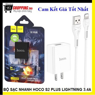 Bộ sạc nhanh hoco s2 plus lightning 3.4a - cao cấp