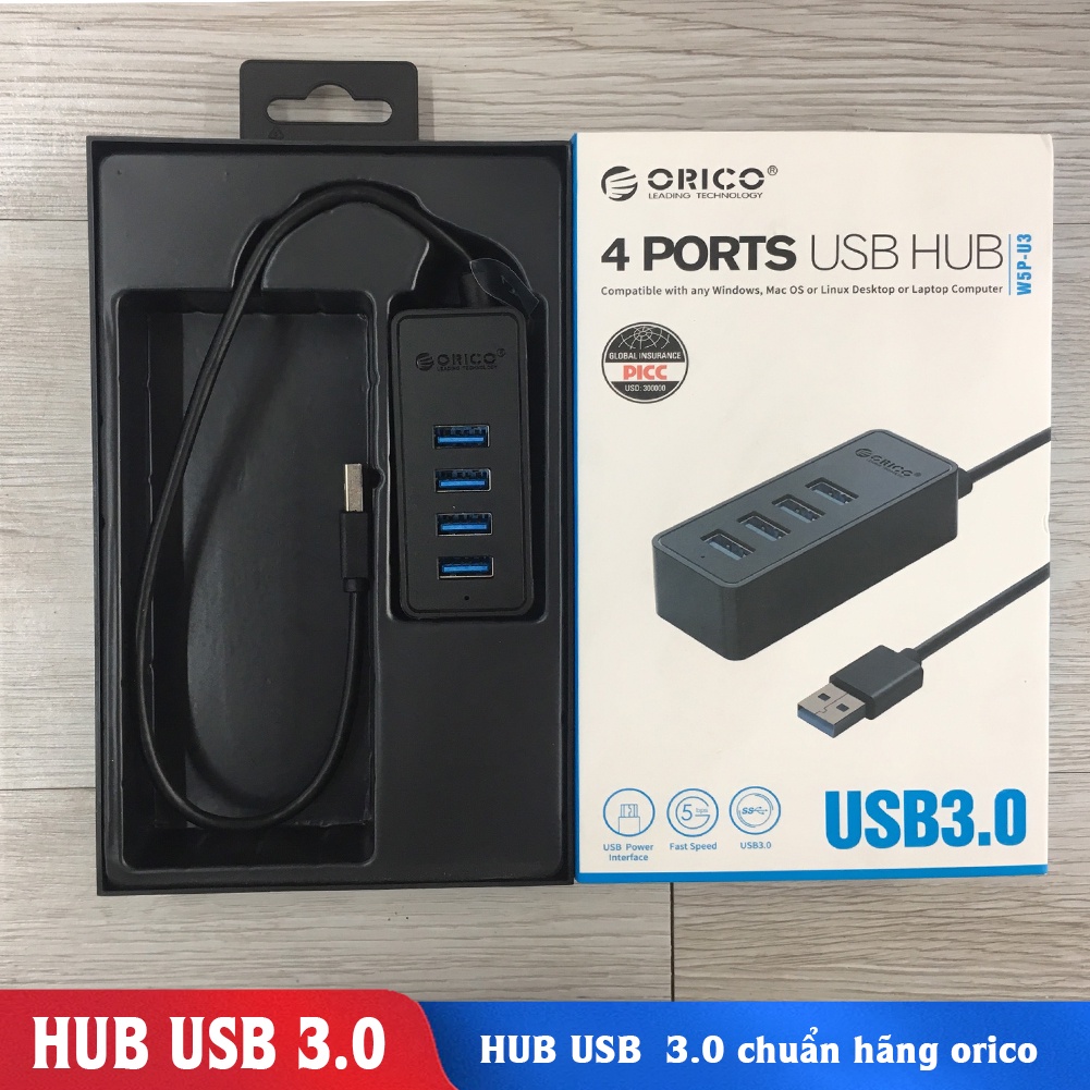 Hub USB 3.0 Orico W5PH4-U3 4 Cổng - Hàng Chính Hãng