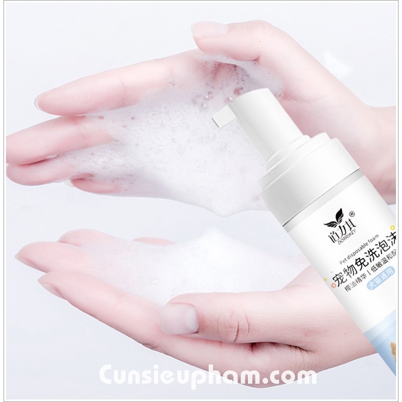 Chai bọt tắm khô Dorrikey 200ml cho chó mèo