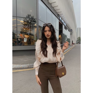 Áo sơ mi lụa tơ vạt bèo A-893, sơmi voan bồng tiểu thư