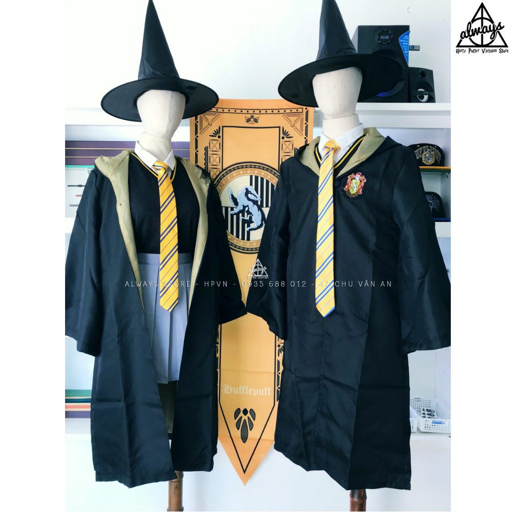 Áo choàng Harry Potter nhà Hufflepuff Nam/nữ - Trang phục Phù thuỷ hoá trang Harry Potter - Chuẩn hàng ALWAYS Store