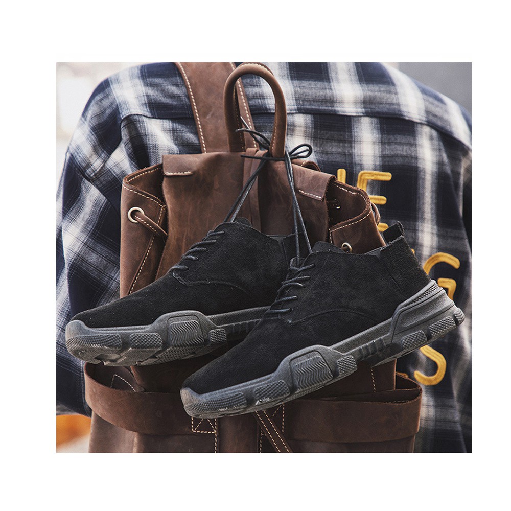 ⚡RẺ VÔ ĐỊCH⚡ Giày nam da lộn cao cổ, giày boot nam buộc dây phong cách Hàn Quốc hàng chuẩn xịn .