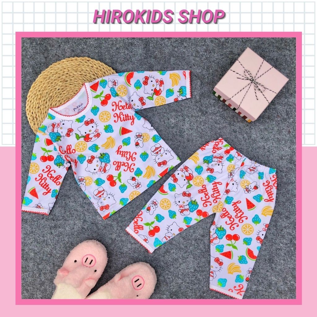 (SALE) Set bộ thun cho bé gái tay lỡ hình kitty dễ thương size (10-25kg) - Hirokids