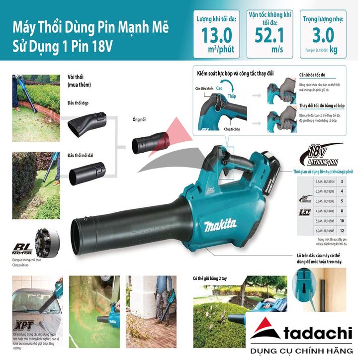 Máy thổi dùng pin 18V Makita DUB184Z (không pin sạc) | Tadachi