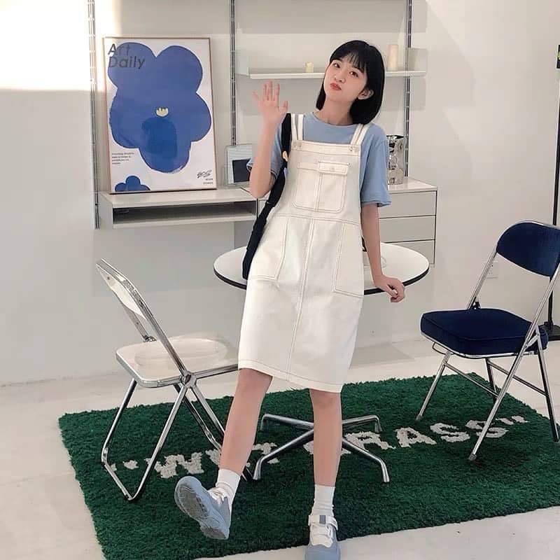 Yếm váy hai dây chỉ nổi KA12