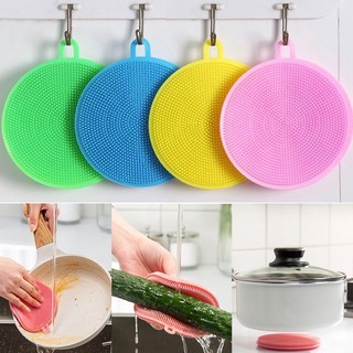 Miếng rửa chén gai sillicon - Dụng cụ vắt nồi - Dụng cụ lót ly - Dụng cụ rửa rau củ ( giao màu ngẫu nhiên )