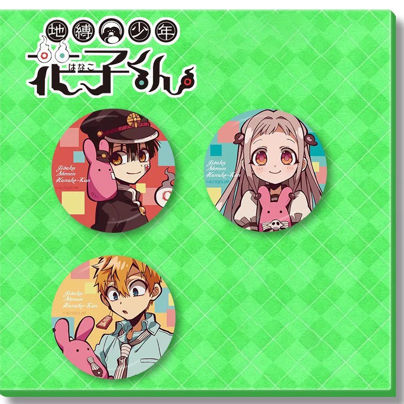 (1c) Huy hiệu cài áo in hình JIBAKU SHOUNEN HANAKO KUN ver THỎ HỒNG COSPLAY anime chibi