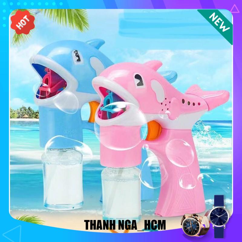 Súng đồ chơi bắn bong bóng xà phòng hình cá heo cho bé(2 lọ xà phòng ) CÓ MẪU CHẠY PIN