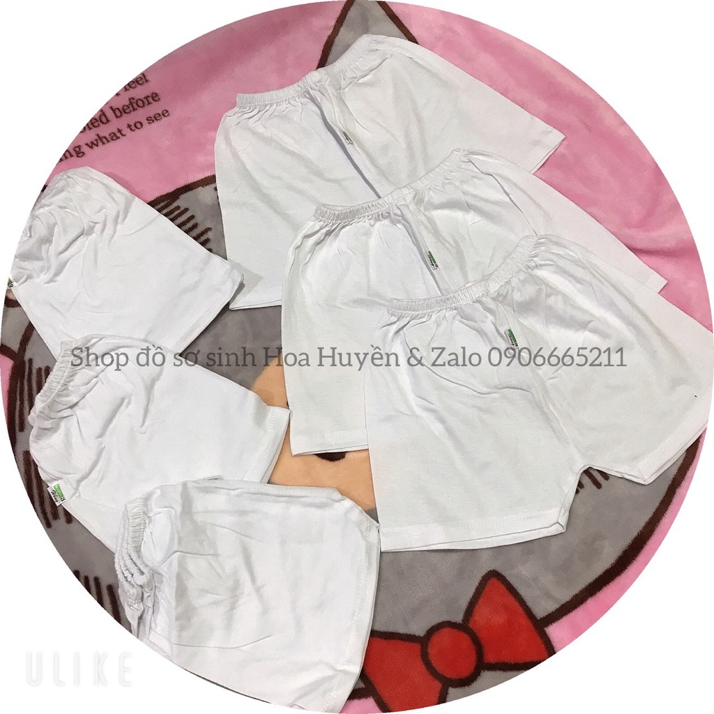 Combo 5 quần đùi ngắn sơ sinh, màu trắng trơn hiệu Bossini  100% Cotton cho bé trai bé gái mặc nhà 0-24kg