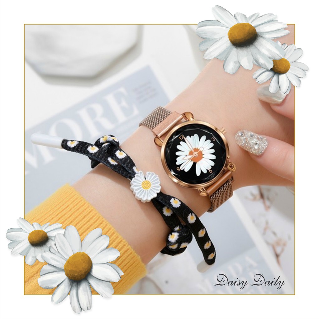Đồng hồ thời trang unisex hoa cúc Daisy Peaceminusone dây hợp kim (Bảo hành 6 tháng)