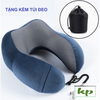 Gối kê cổ CAO SU NON cao cấp tặng kèm túi đựng, gối chữ U memory foam du lịch ngủ trưa văn phòng-3 màu Đen; Xám; Navy
