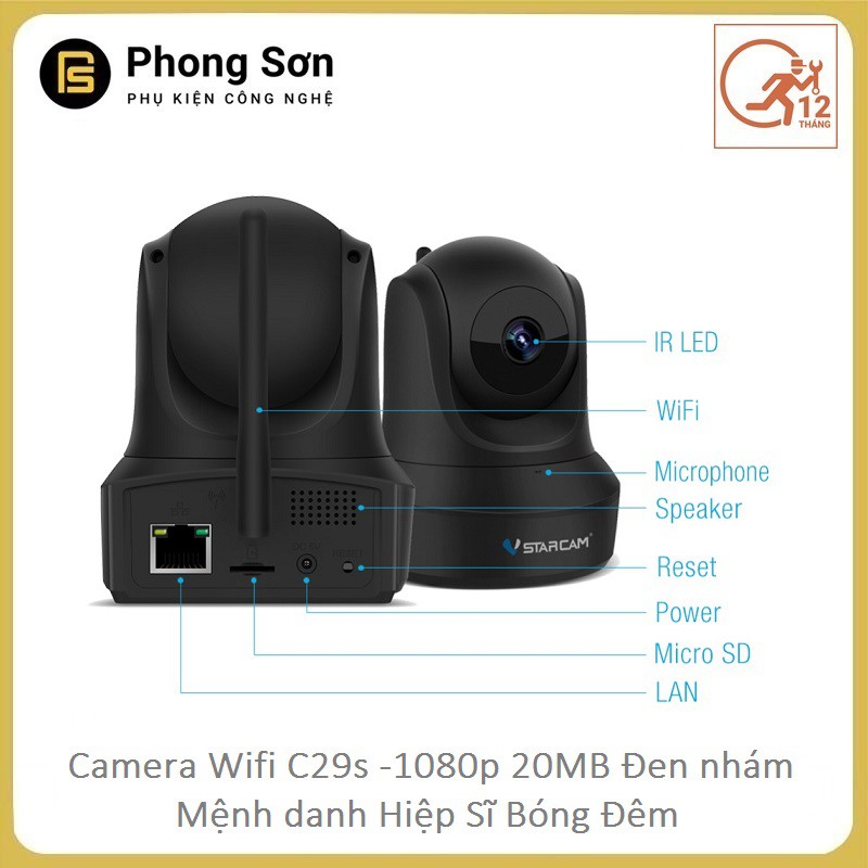 Camera Wifi IP C29s FHD 1080p Vstarcam ,Hiệp sĩ bóng đêm , Bảo hành 12 tháng | BigBuy360 - bigbuy360.vn