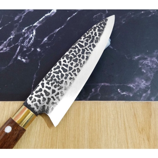 Dao Lọc Thái Thịt Thép Nhíp Ô Tô Dập Vân 2 Mặt - Cán Cẩm Chỉ Khâu Đồng