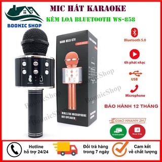 💖ws-858💖 mic hát karaoke bluetooth ws 858, mic karaoke không dây có loa, pin khỏe - âm vang