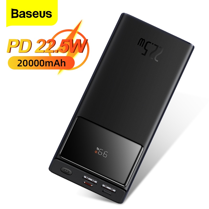 Cục Sạc Nhanh Baseus PD 22.5W 20000mAh Màn Hình Kỹ Thuật Số Cho iPhone 14 13 12 Xiaomi Huawei