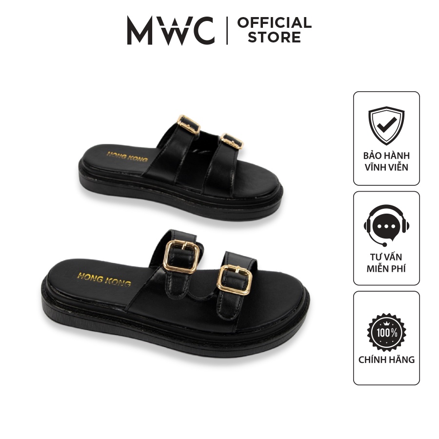 Dép Nữ MWC Đế Bằng 3cm Quai Đính Khóa Siêu Xinh NUDE- 3493