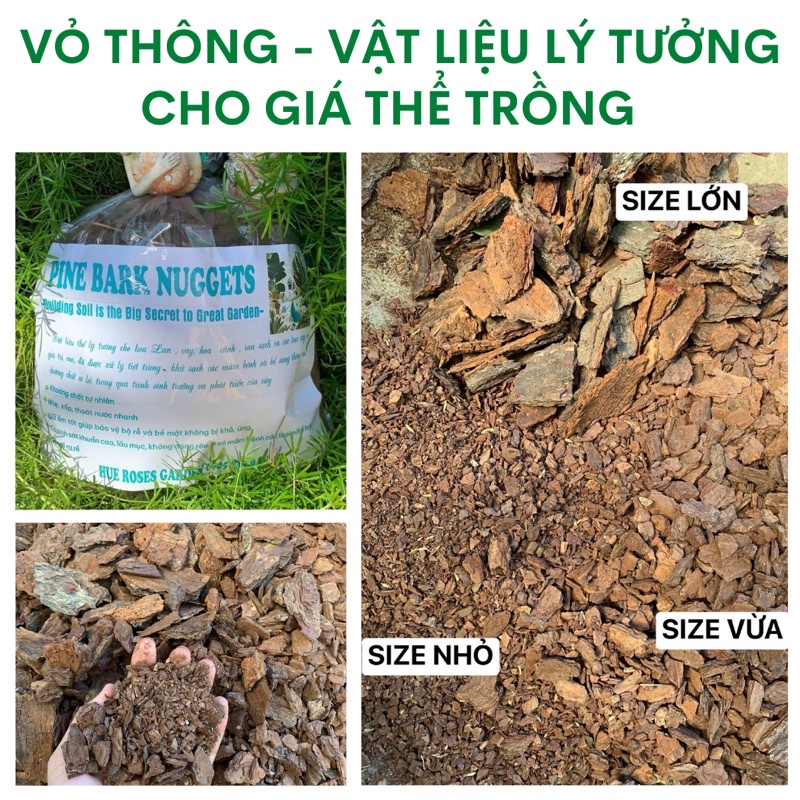 VỎ THÔNG CẤP PHỐI. SẢN PHẨM DÙNG ĐỂ TRỒNG LAN VÀ TRỘN GIÁ THỂ TRỒNG HỒNG