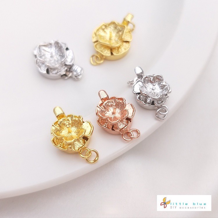 Dây Hạt Mạ Vàng 18K Khóa Xỏ Hạt Hình Bông Hoa diy