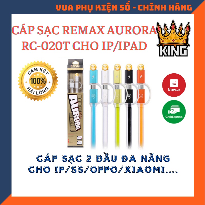 Cáp sạc Remax Aurora RC-020T đa năng 2 trong 1, tốc độ cao