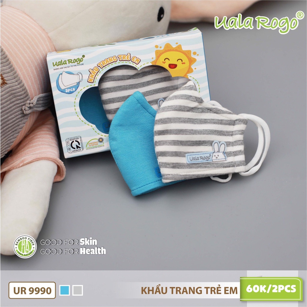 Khẩu trang 4 lớp set 2 cái vải modal cao cấp UALAROGO bảo vệ cho trẻ
