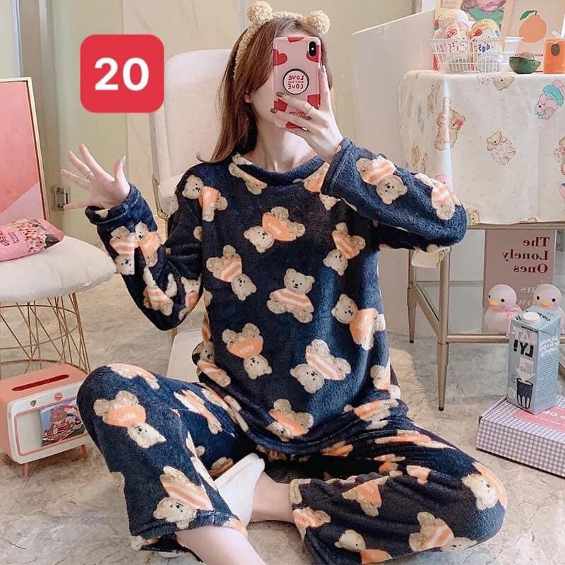 Bộ Ngủ Bông Dài Tay Nữ - Hàng Quảng Châu - Họa Tiết Siêu Cute - Link 3 - Mã 19-22