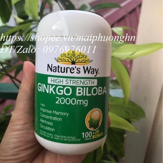 Viên bổ não Ginkgo Biloba Nature’s Way 2000mg 120 viên của Úc