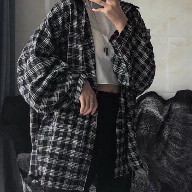 áo sơ mi kẻ nắp UZZULANG⚡️FREESHIP EXTRA⚡️