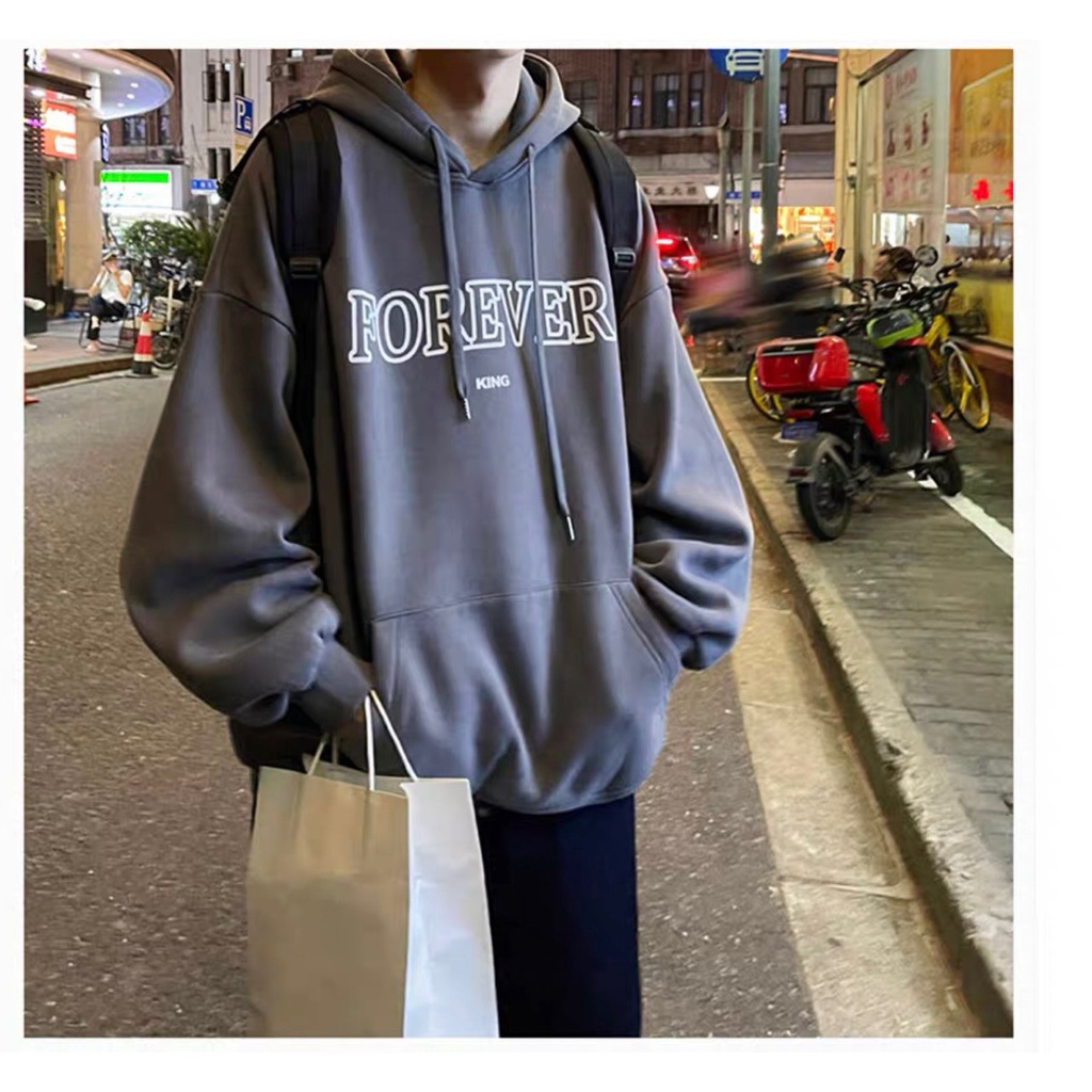 Áo hoodie nỉ bông siêu dày in chữ FOREVER nam nữ mặc chất