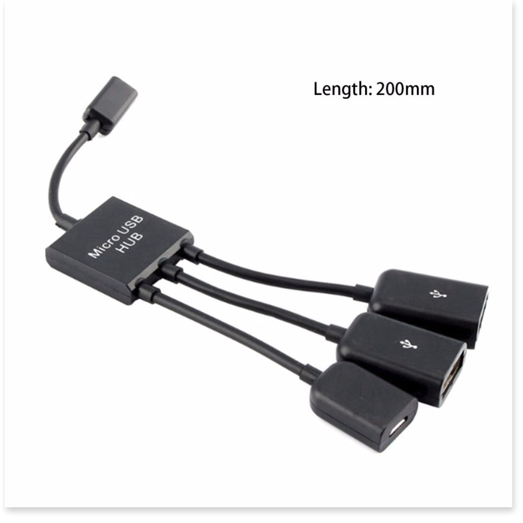 Cáp chuyển đổi 1 cổng Micro USB dương thành 1 cổng Micro USB âm và 2 cổng USB 2.0 âm cho điện thoại / máy tính bảng