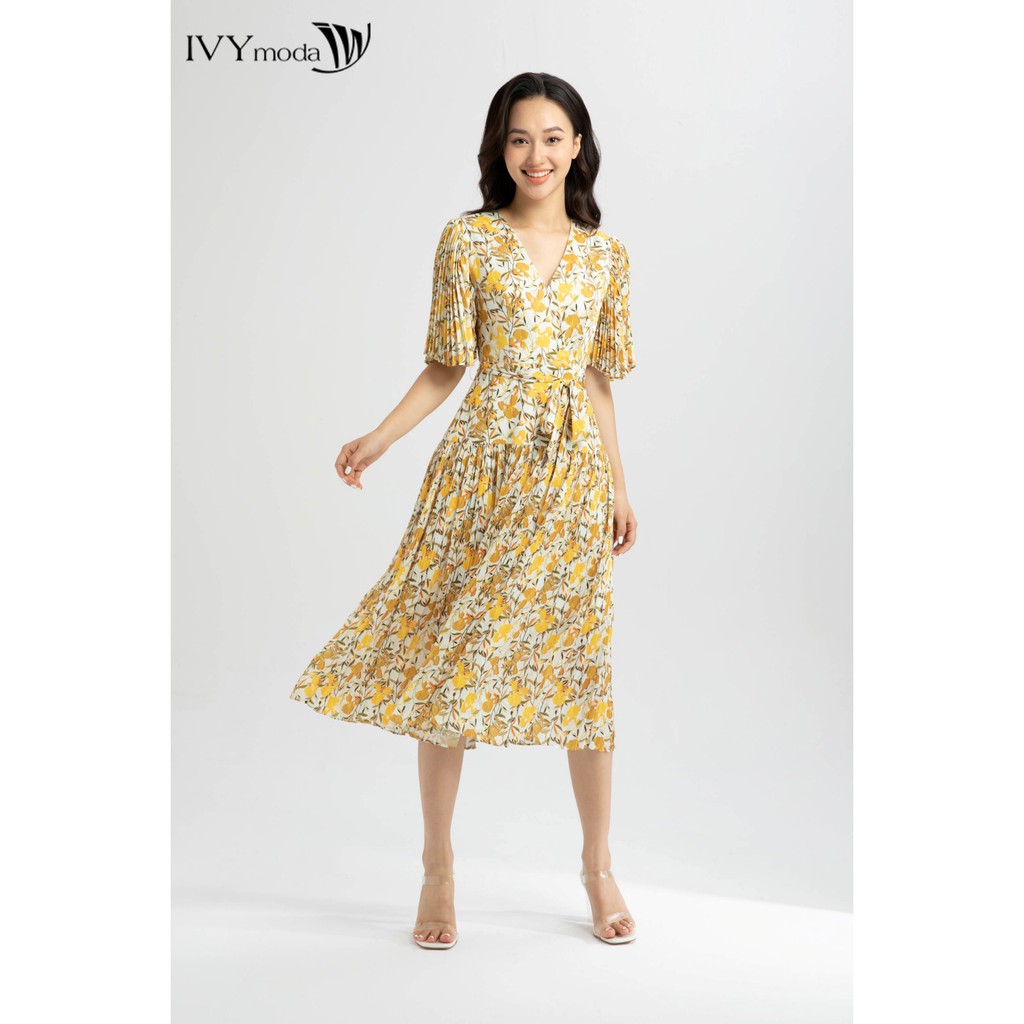 Đầm họa tiết cổ tim thiết kế IVY moda MS 48M6344