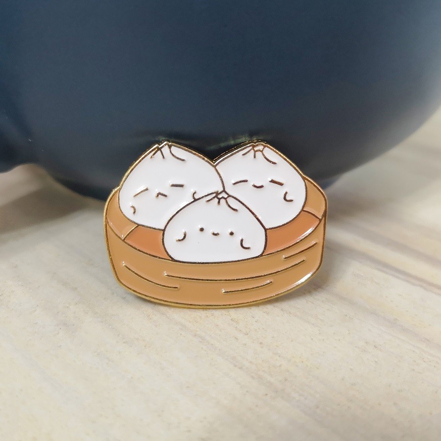 Ghim cài QIHE JEWELRY hình bánh bao phong cách hoạt hình đáng yêu xinh xắn