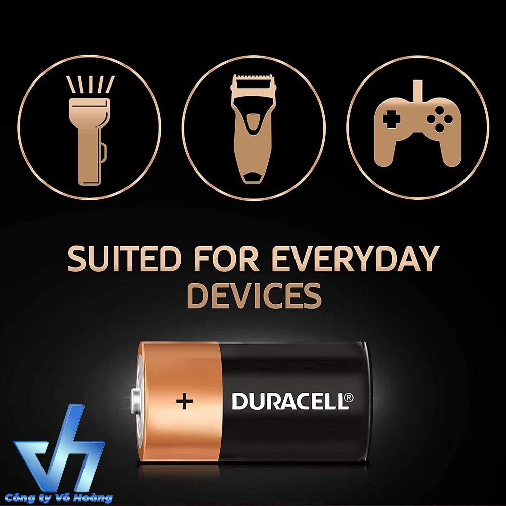 Vỉ 2 viên pin đại D Alkaline Duracell chính hãng